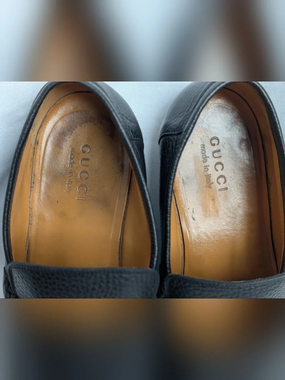 Gucci Men’s Black Leather Braided Loafers Slip On Shoes Made in Italy Size 10.5